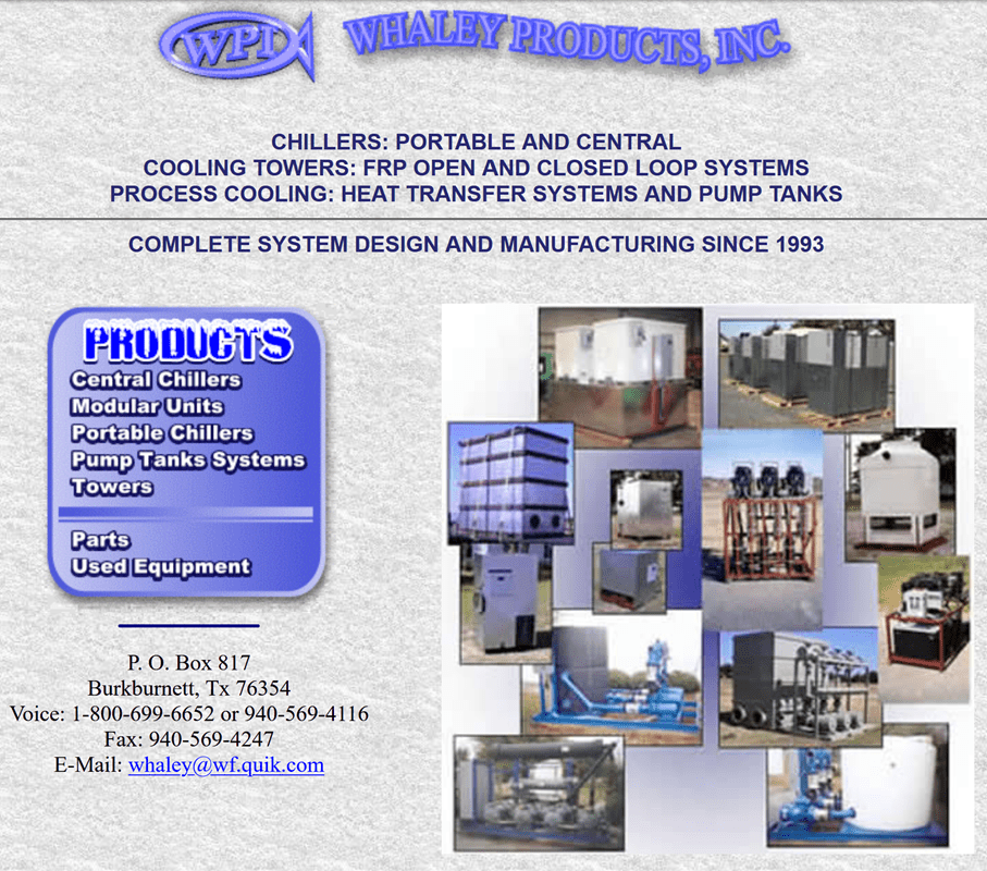 Whaley Products, Inc. First Website